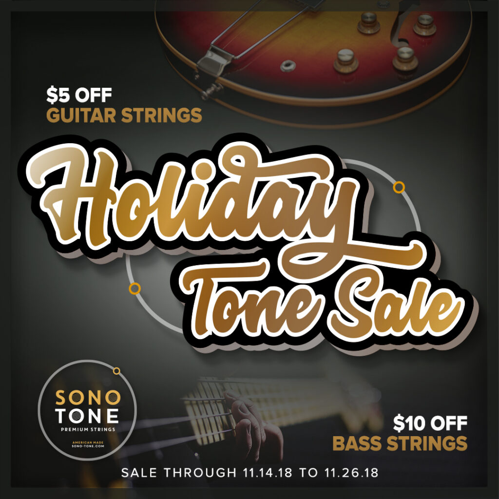 Square SonoTone holiday 2018 sale post in the warm vintage brand style.