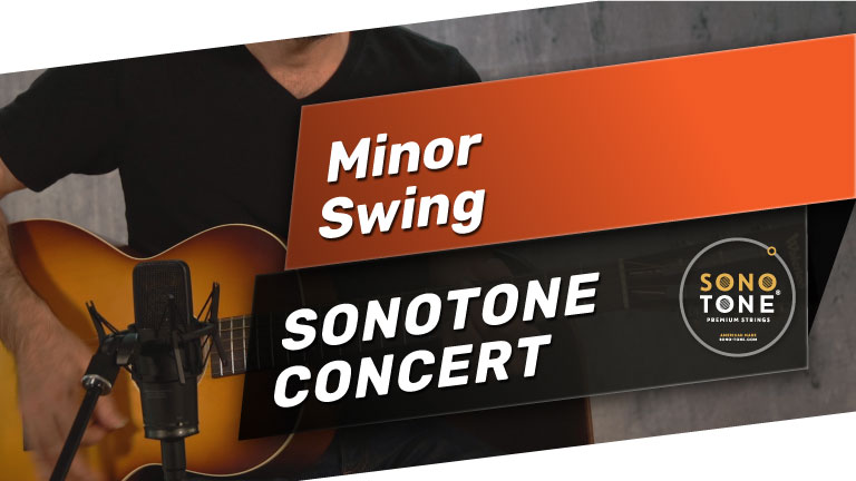 SonoTone guitar performance of Minor Swing demonstrating fast articulation and tonal precision in a jazz style.