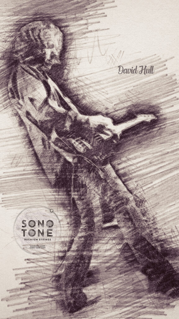 Vertical story sketch of David Hull in the SonoTone hand-drawn artist series.