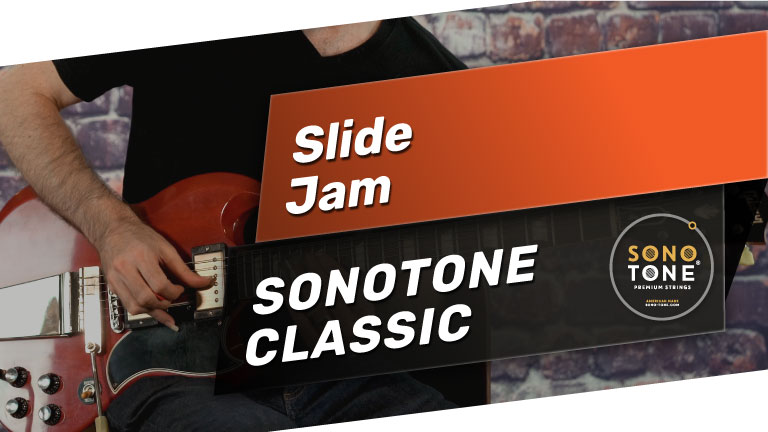 SonoTone guitar slide-jam performance showcasing sustain, resonance, and expressive tonal character.