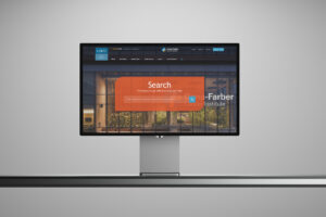 Streamline’s search-first front door on an Apple Studio Display, an orange search panel inviting trial queries above imagery of the Dana-Farber campus.