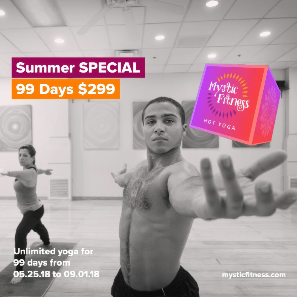 Black-and-white Instagram ad of a student reaching toward the camera in a dynamic pose, headlined Summer Special, 99 days for $299.