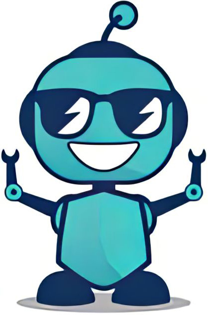 Original flat teal Milo mascot with sunglasses, antenna, and open arms, the character before the family redesign.